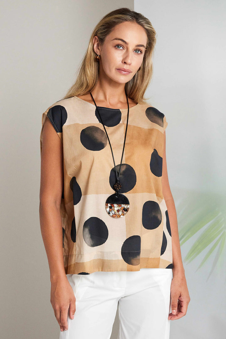 Naya NAS26277 75 Brown Spot Cap Sleeve Top