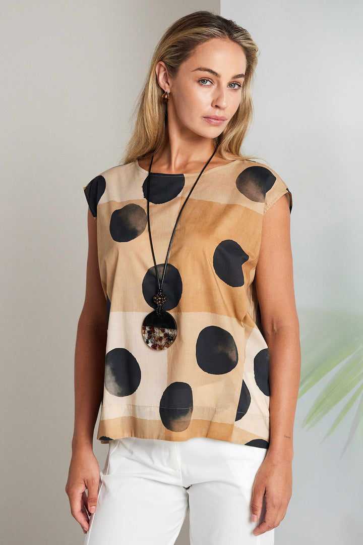 Naya NAS26277 75 Brown Spot Cap Sleeve Top