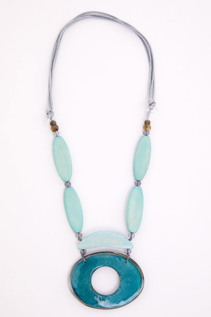 Naya NAS26370 54 Aqua Blue Oval Necklace