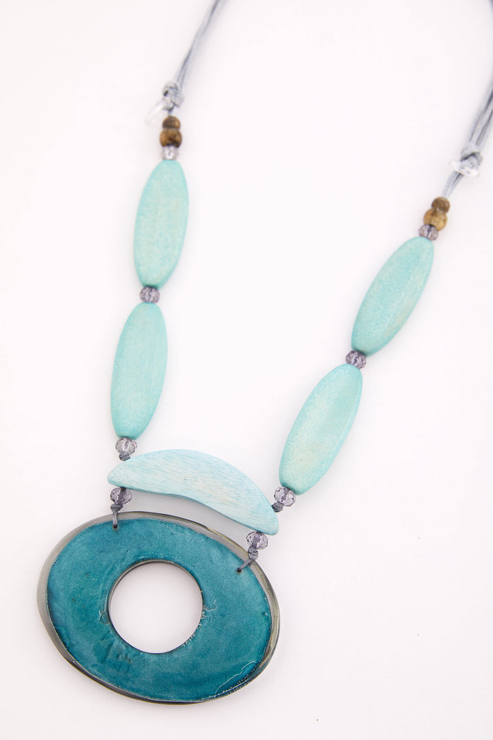 Naya NAS26370 54 Aqua Blue Oval Necklace