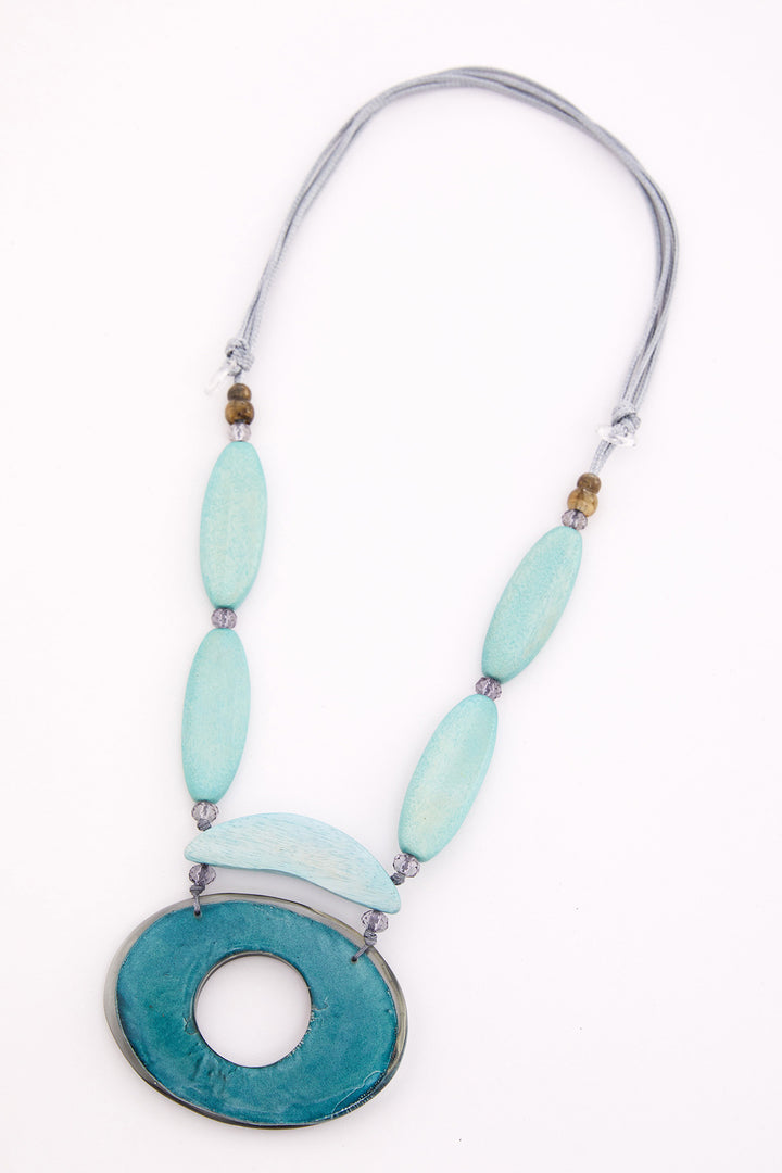 Naya NAS26370 54 Aqua Blue Oval Necklace