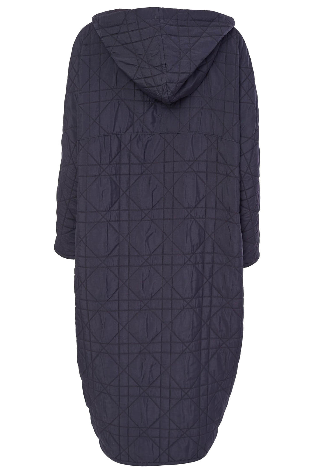 Naya NAW23121 Anthracite Grey Long Quilted Coat With Hood - Rouge Boutique