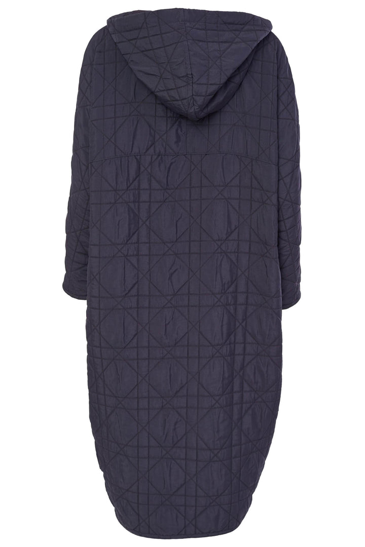Naya NAW23121 Anthracite Grey Long Quilted Coat With Hood - Rouge Boutique