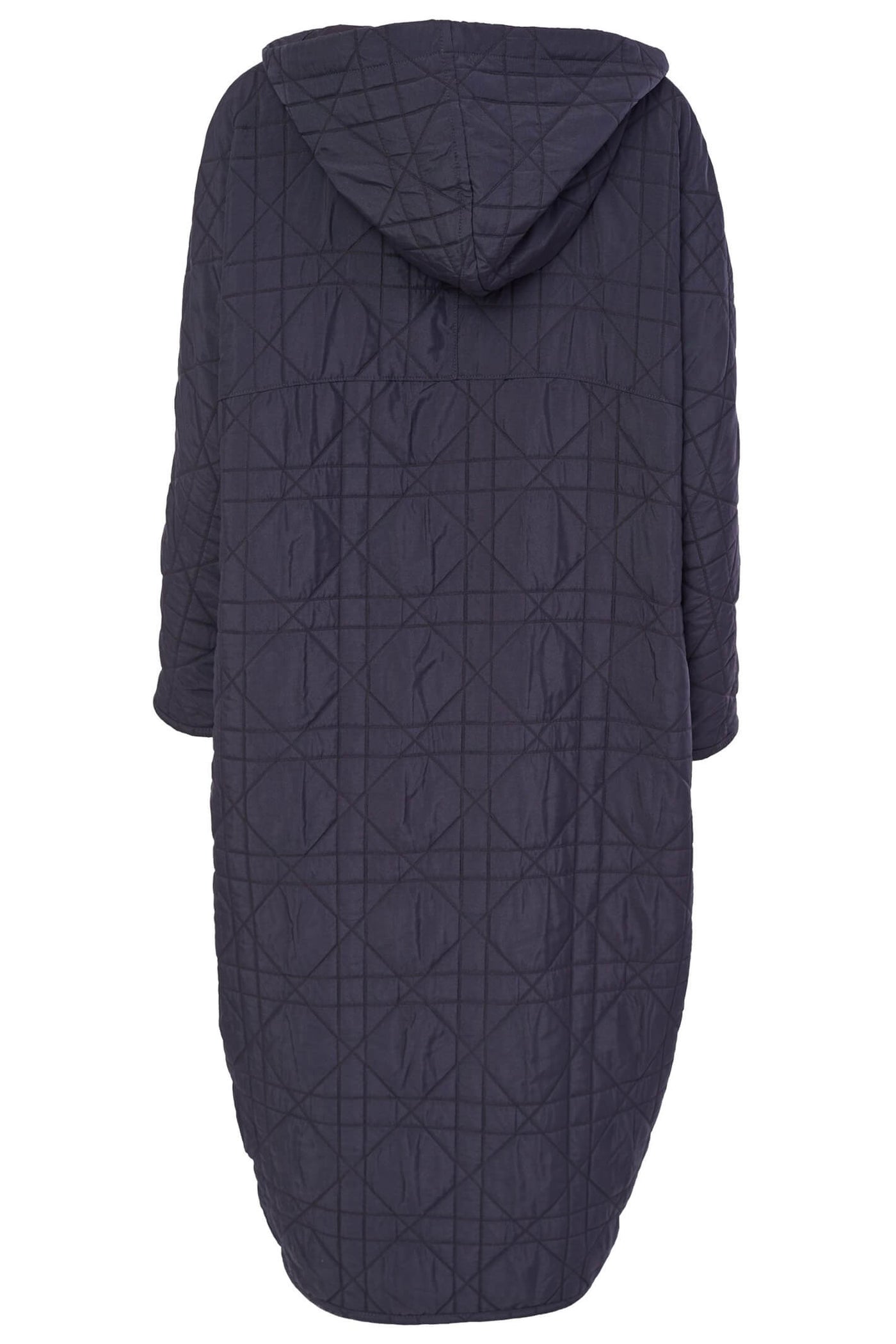 Naya NAW23121 Anthracite Grey Long Quilted Coat With Hood - Rouge Boutique