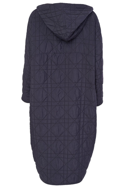 Naya NAW23121 Anthracite Grey Long Quilted Coat With Hood - Rouge Boutique