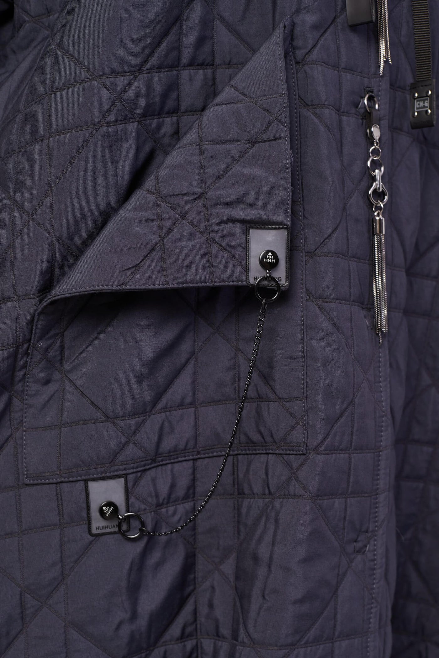 Naya NAW23121 Anthracite Grey Long Quilted Coat With Hood - Rouge Boutique