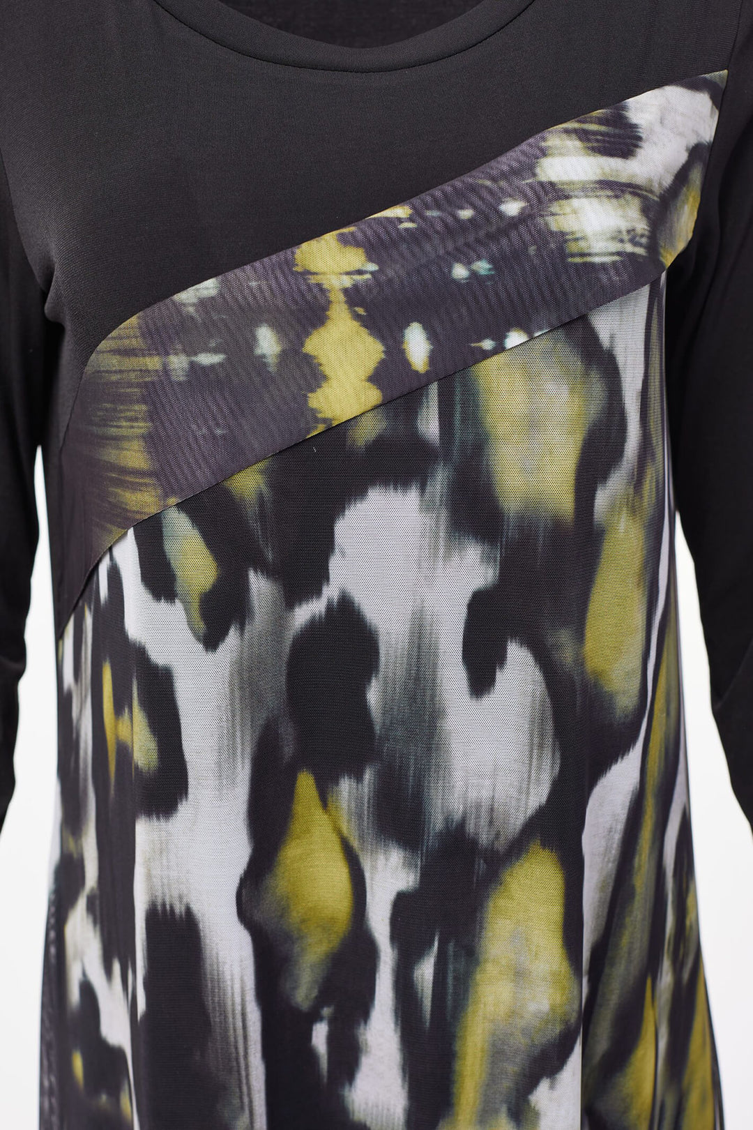 Naya NAW23163 Green Black Print Sleeved Drawstring Hem Dress - Rouge Boutique