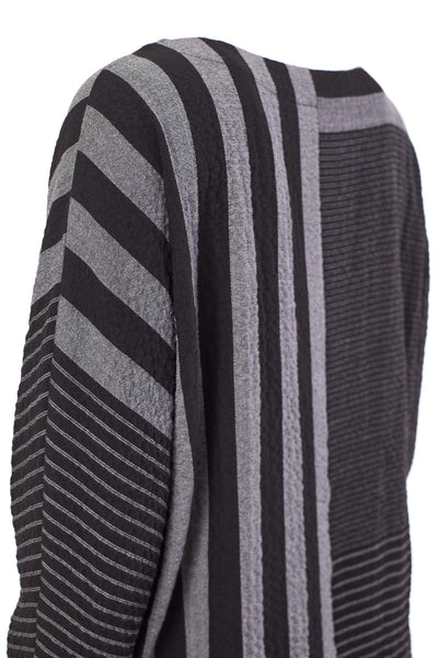 Naya NAW23170 Black Grey Stripe Wide Neck Top - Rouge Boutique