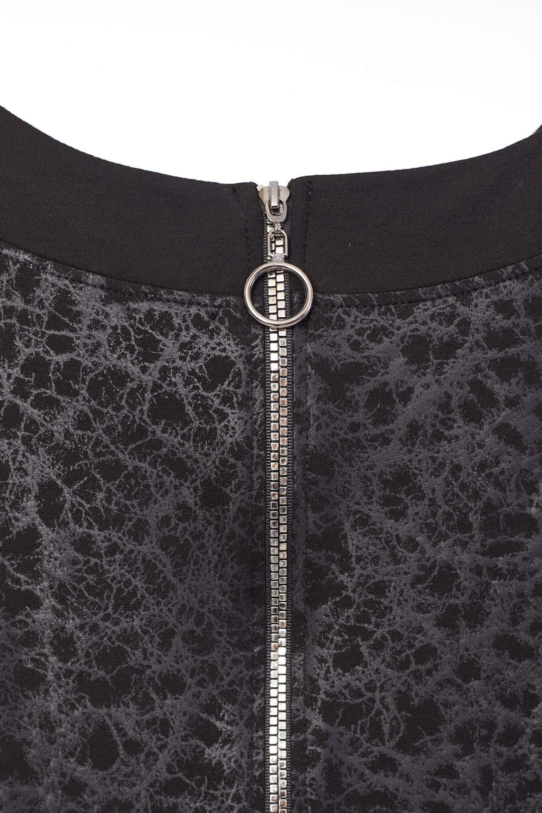 Naya NAW23185 Black Jersey And Leather Print Zip Back Top - Rouge Boutique