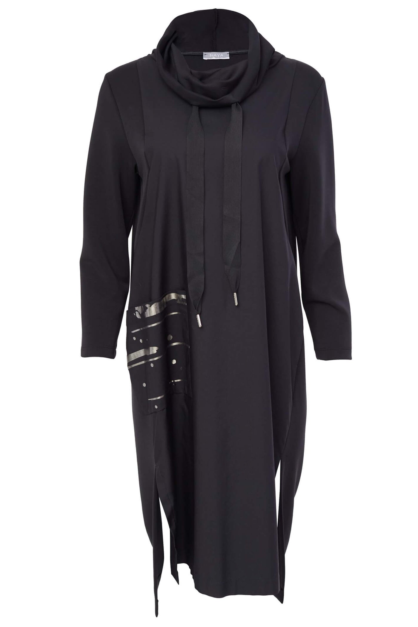Naya NAW23217 Black Sporty Drawstring Neck Dress - Rouge Boutique