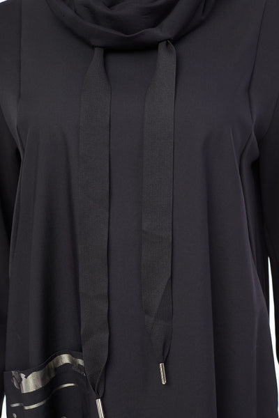 Naya NAW23217 Black Sporty Drawstring Neck Dress - Rouge Boutique