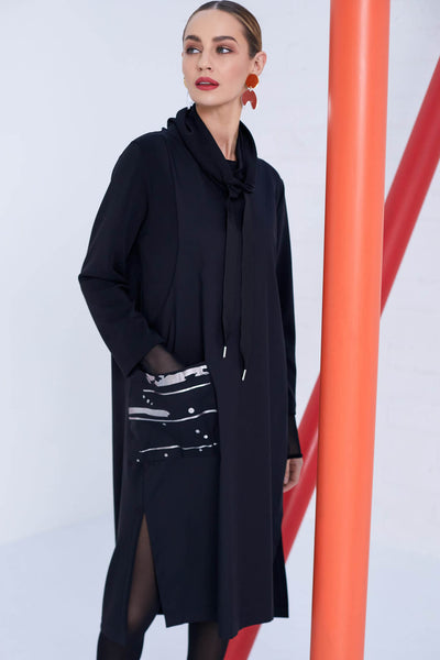 Naya NAW23217 Black Sporty Drawstring Neck Dress - Rouge Boutique