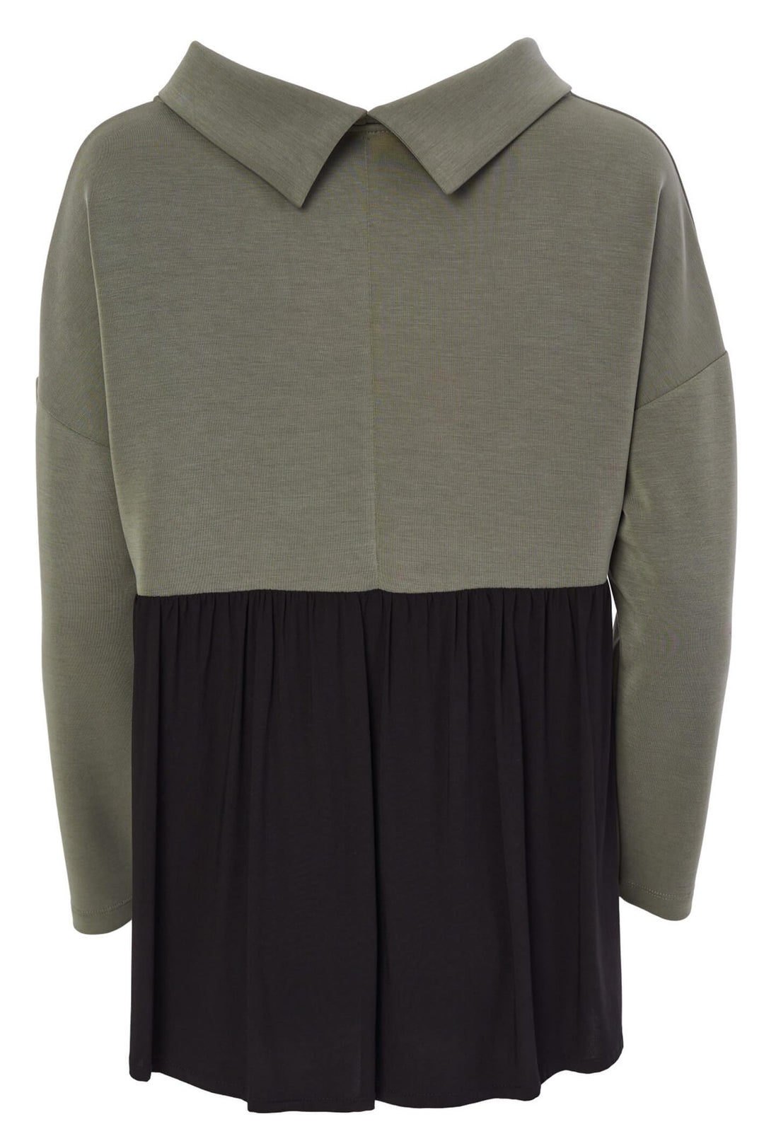 Naya NAW23219 Khaki Green Sleeved High Neck Fleece Top - Rouge Boutique