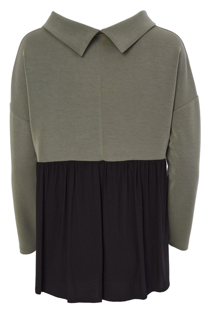 Naya NAW23219 Khaki Green Sleeved High Neck Fleece Top - Rouge Boutique