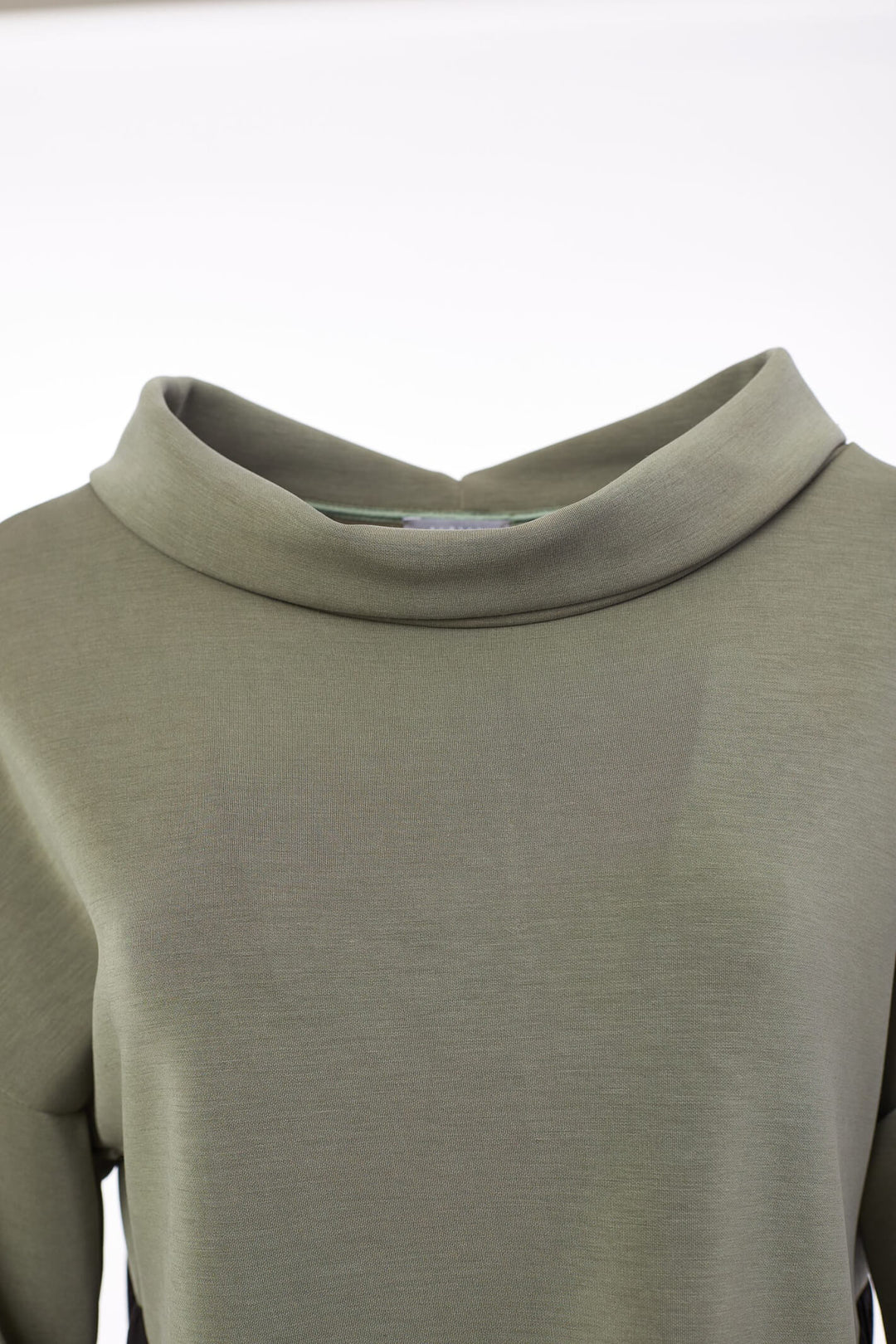 Naya NAW23219 Khaki Green Sleeved High Neck Fleece Top - Rouge Boutique