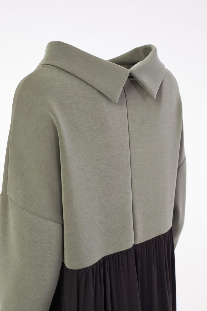Naya NAW23219 Khaki Green Sleeved High Neck Fleece Top - Rouge Boutique
