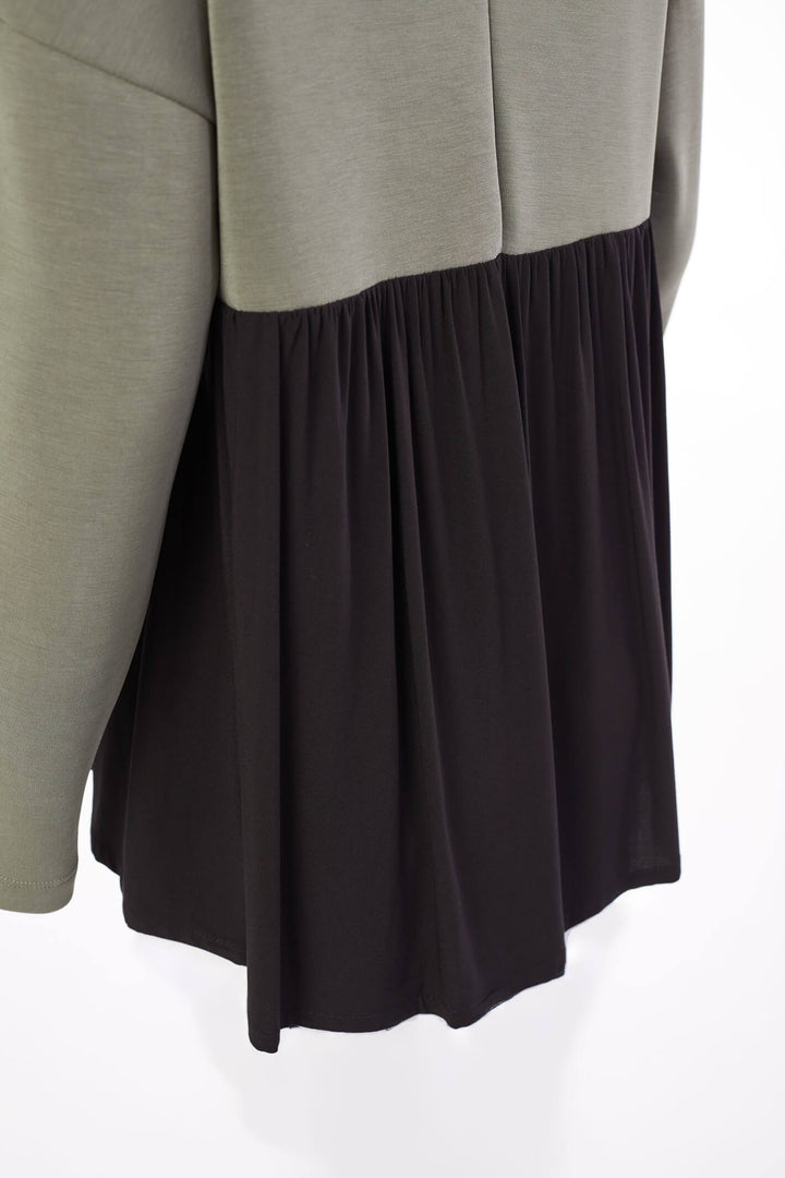 Naya NAW23219 Khaki Green Sleeved High Neck Fleece Top - Rouge Boutique