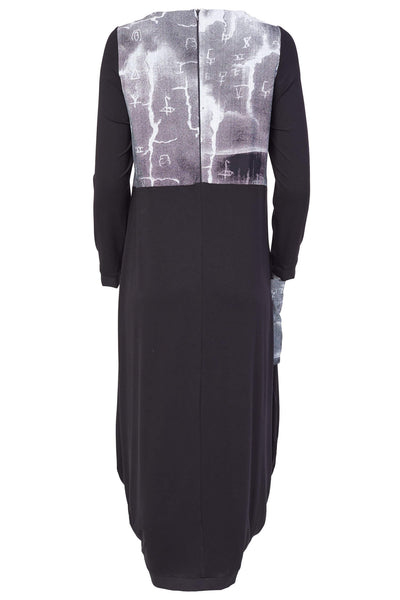 Naya NAW23236 Black Print Dress With Sleeves - Rouge Boutique