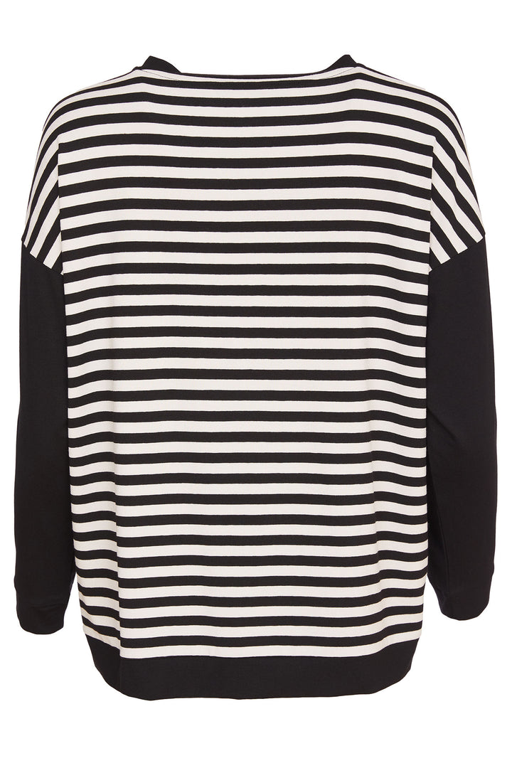 Naya NAW24-132 902 Black Off White Stripe Top - Rouge Boutique Inverness