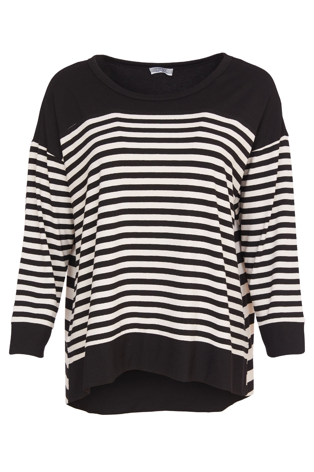 Naya NAW24-134 902 Black Off White Stripe Top - Rouge Boutique Inverness