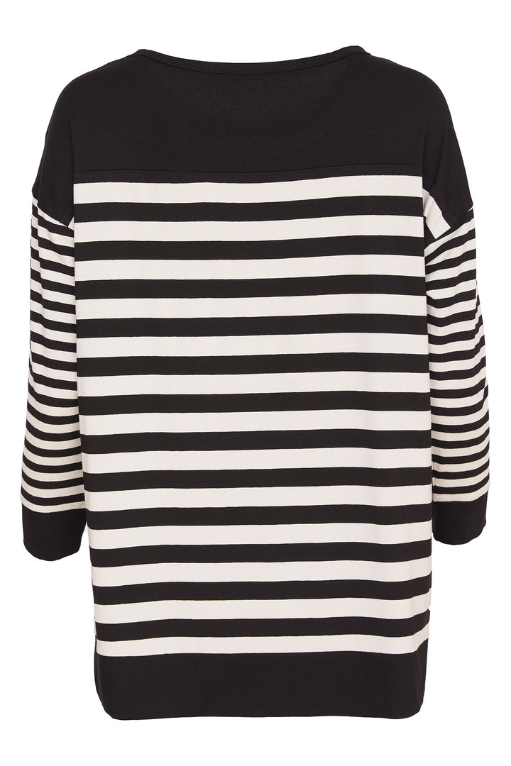 Naya NAW24-134 902 Black Off White Stripe Top - Rouge Boutique Inverness