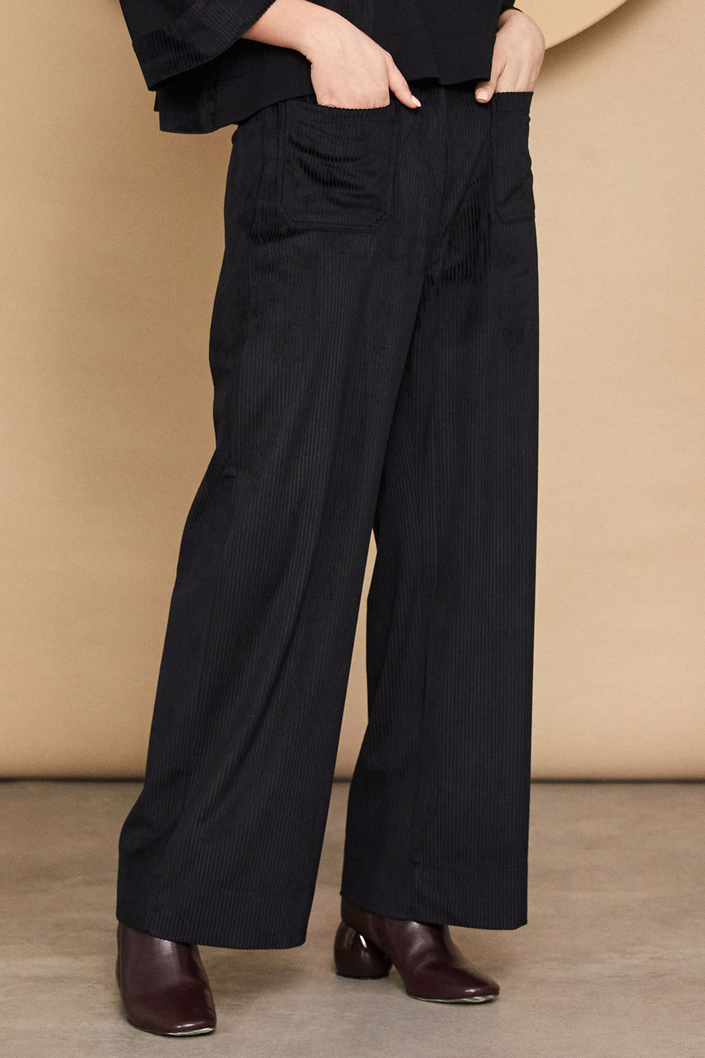 Naya NAW24-184 09 Corduroy Trousers Black - Rouge Boutique Inverness