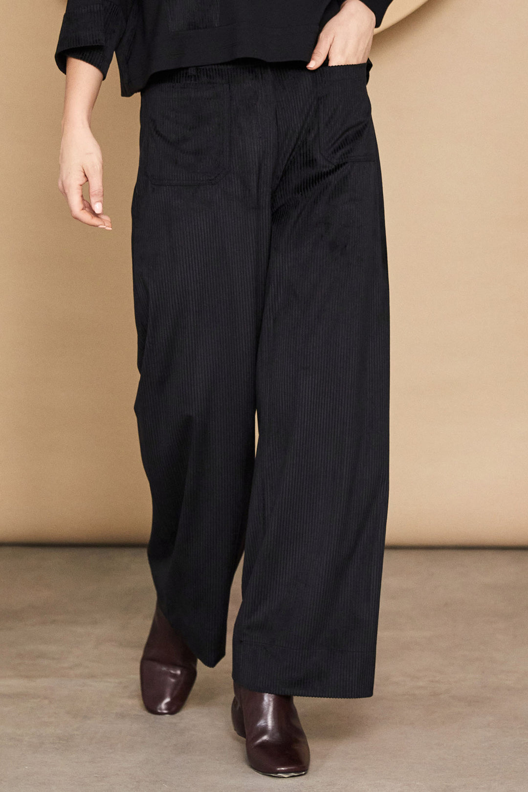Naya NAW24-184 09 Corduroy Trousers Black - Rouge Boutique Inverness