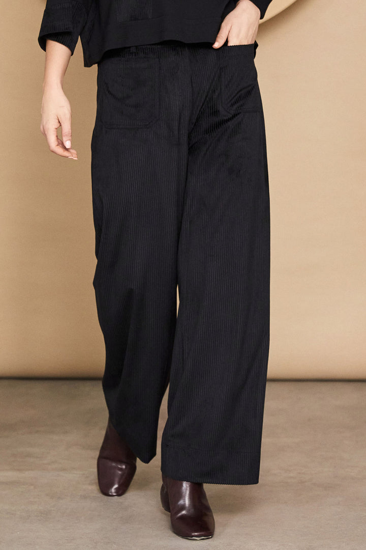 Naya NAW24-184 09 Corduroy Trousers Black - Rouge Boutique Inverness