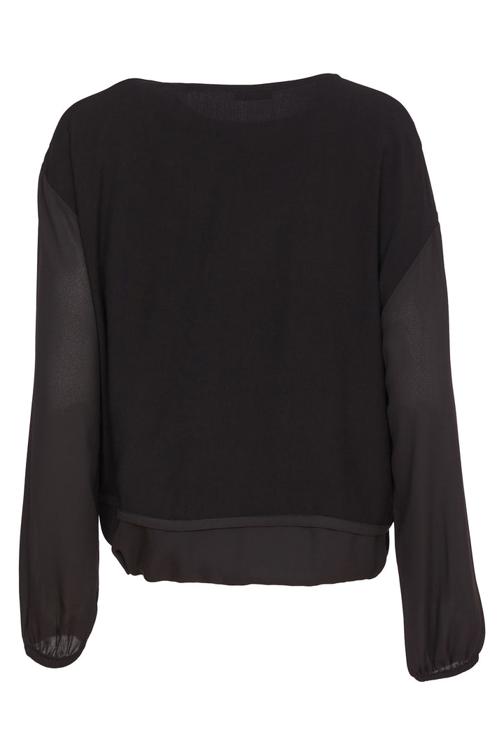 Naya NAW24-252 913 Check Print Top Black Cream - Rouge Boutique Inverness