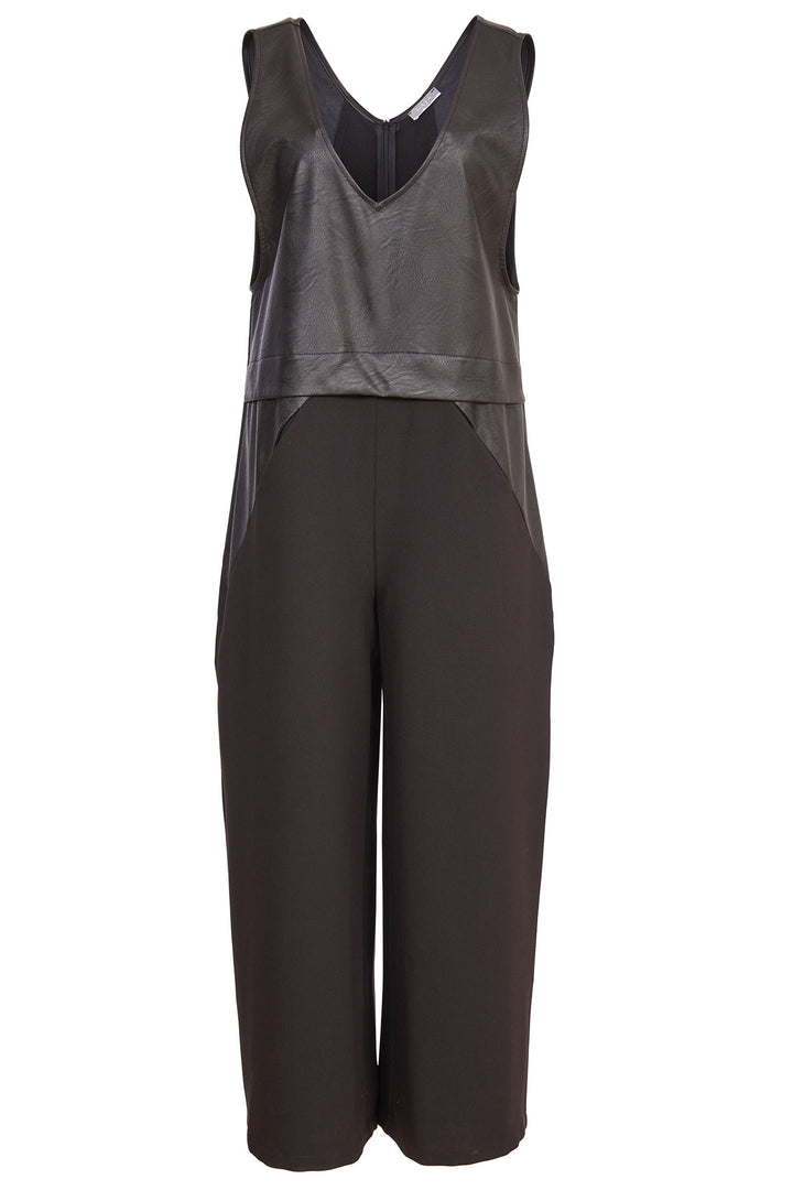 Naya NAW24-264 09 Faux Leather Jumpsuit Black - Rouge Boutique Inverness