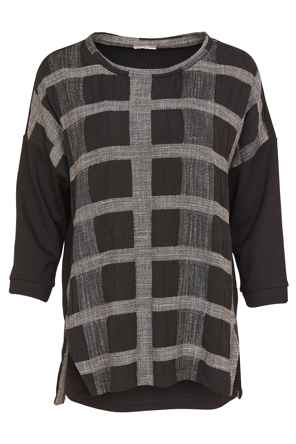 Naya NAW24-292 908 Check Top Black Grey - Rouge Boutique Inverness