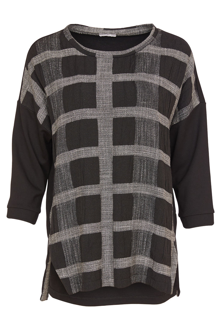 Naya NAW24-292 908 Check Top Black Grey - Rouge Boutique Inverness