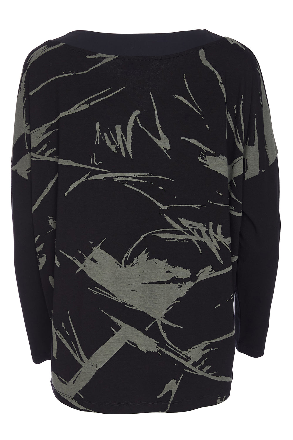 Black sweater with abstract pattern on a white background
