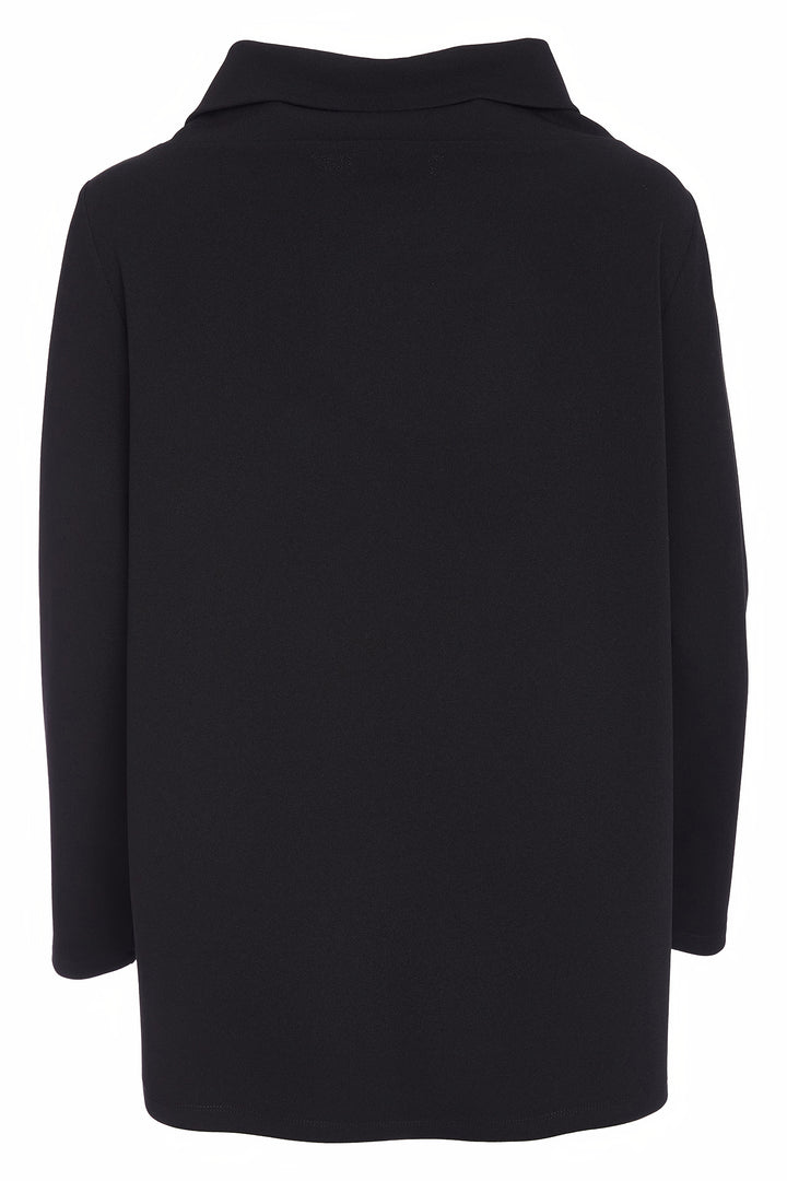 Ora ORW25129 Black Roll Collar Sequin Panel Asymmetric Tunic Top