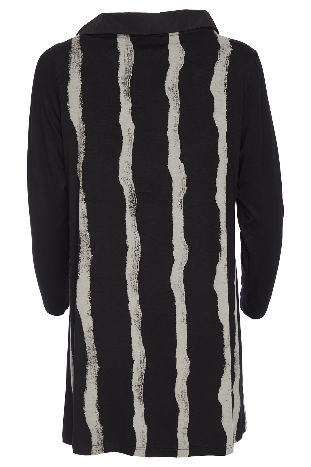 Ora ORW25130 Black Blurred Stripe Tunic Top 977