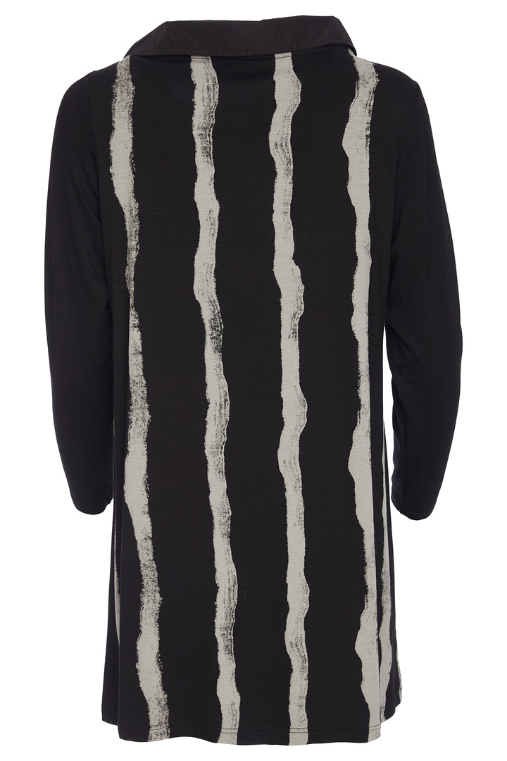 Ora ORW25130 Black Blurred Stripe Tunic Top 977