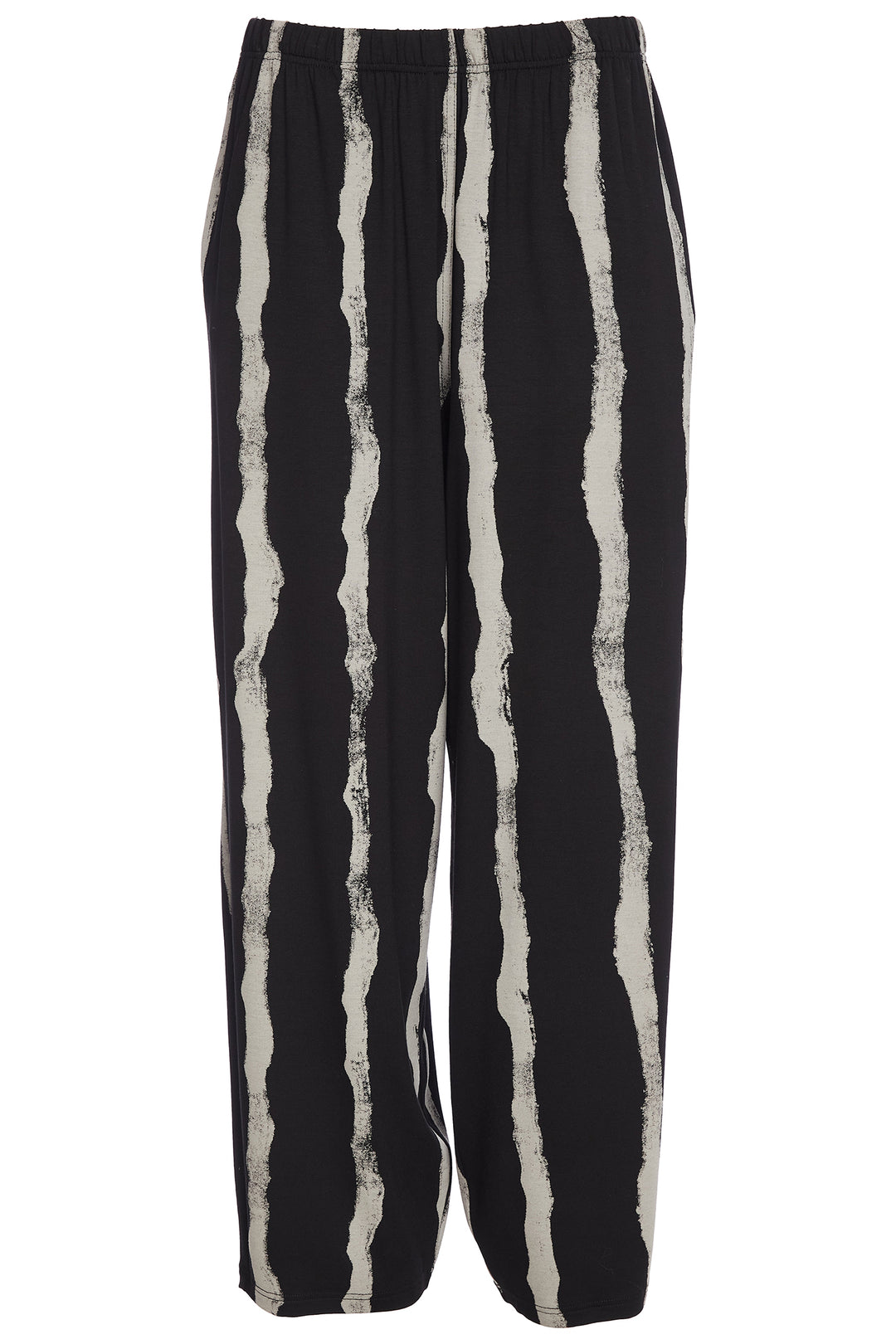 Ora ORW25132 Black Blurred Lines Wide Leg Crop Trousers 977