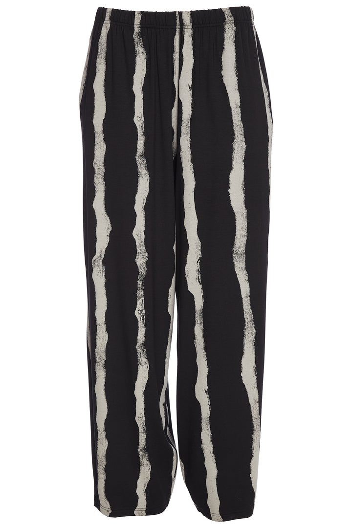 Ora ORW25132 Black Blurred Lines Wide Leg Crop Trousers 977