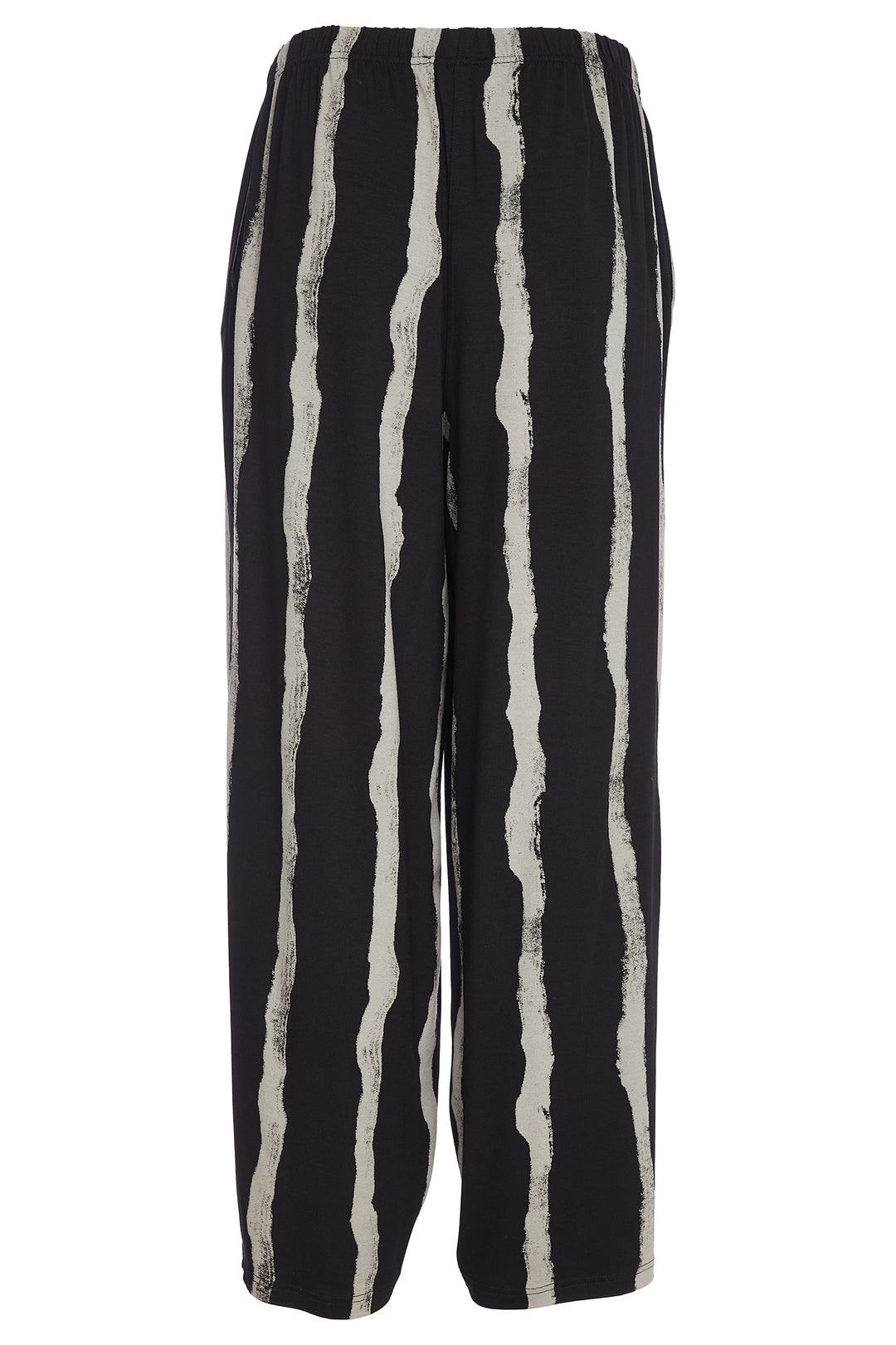Ora ORW25132 Black Blurred Lines Wide Leg Crop Trousers 977