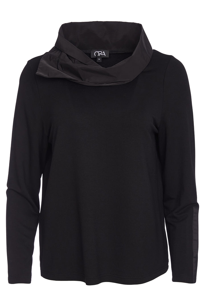 Ora ORW25133 Black Angled Collar Top 909