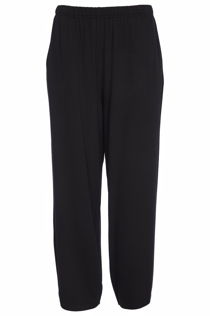 Ora ORW25134 Black Wide Leg Pull-On Trousers With Metallic Trim 909