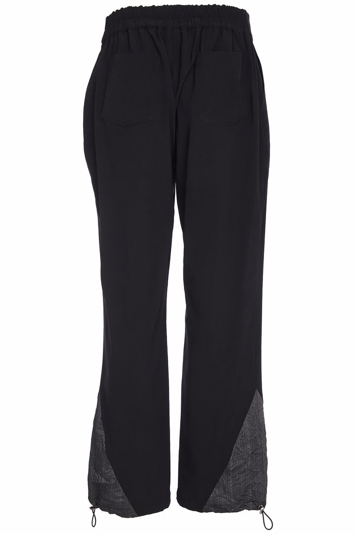 Ora ORW25162 Black Drawstring Hem Contrast Panel Trousers 09