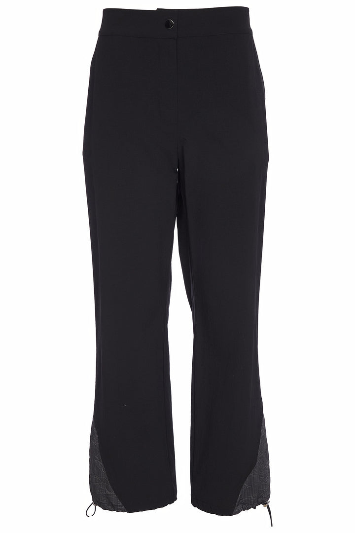 Ora ORW25162 Black Drawstring Hem Contrast Panel Trousers 09