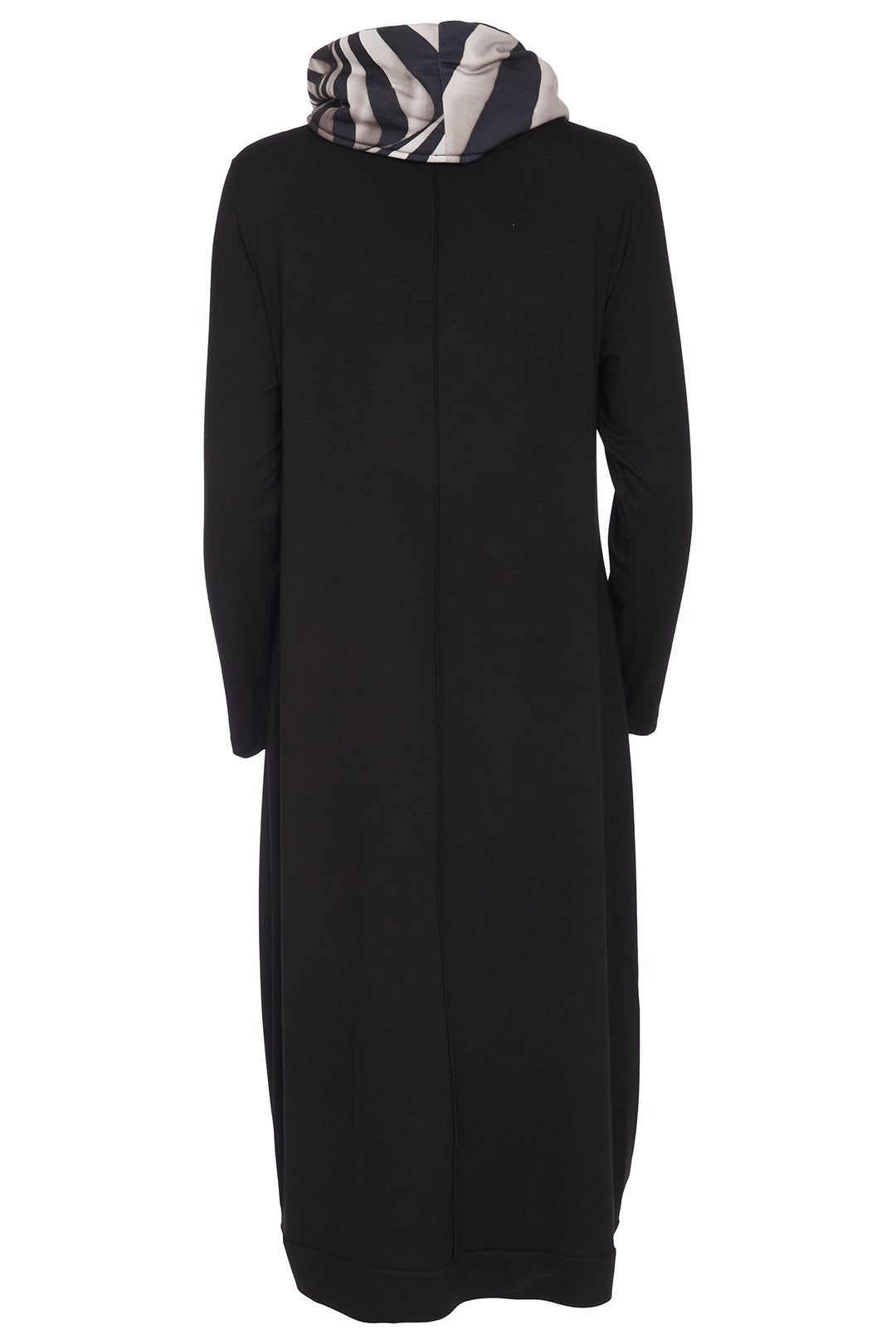 Ora ORW25167 Black Infinity Print Cut Away Hem Dress & Neck Scarf 779
