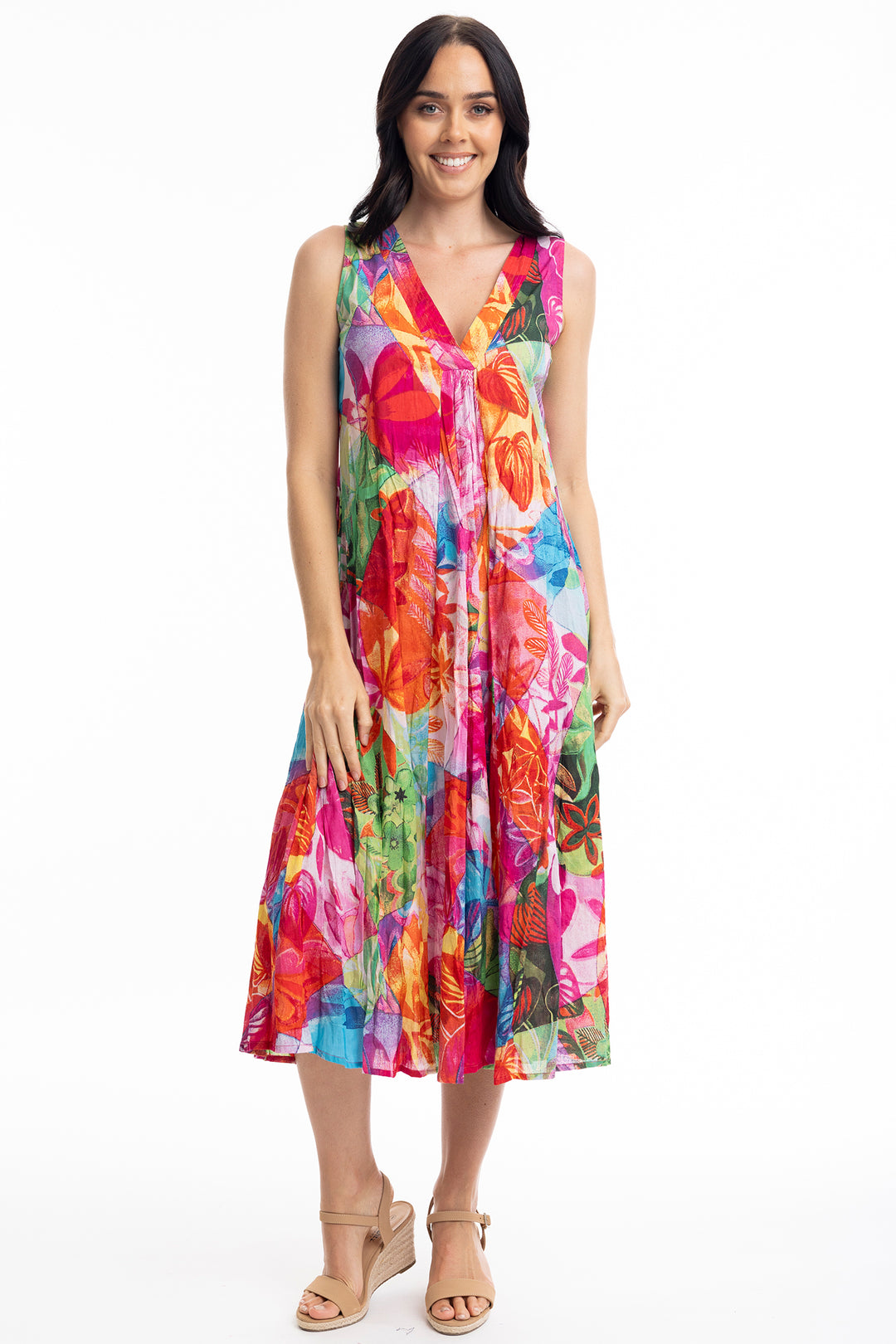 Orientique 30061 Jozani V Neck Gathered Dress - Rouge Boutique Inverness