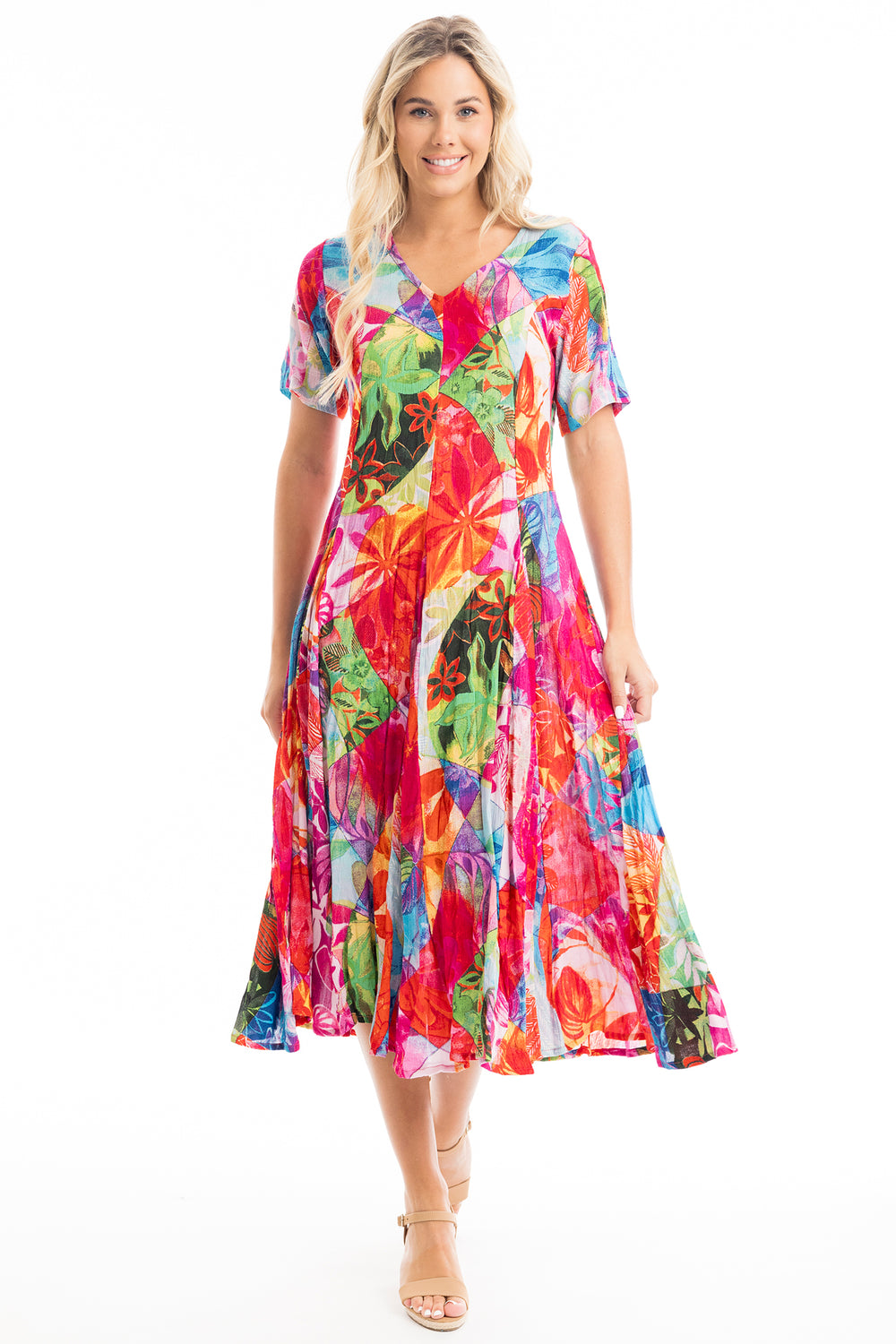 Orientique 30064 Jozani Godet Short Sleeve Dress - Rouge Boutique Inverness