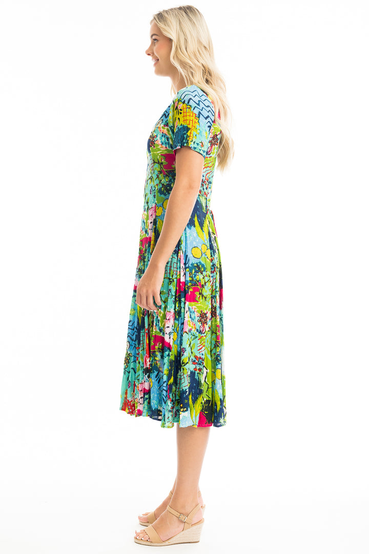 Orientique 40013 Elafonissi Godet Short Sleeve Dress - Rouge Boutique Inverness