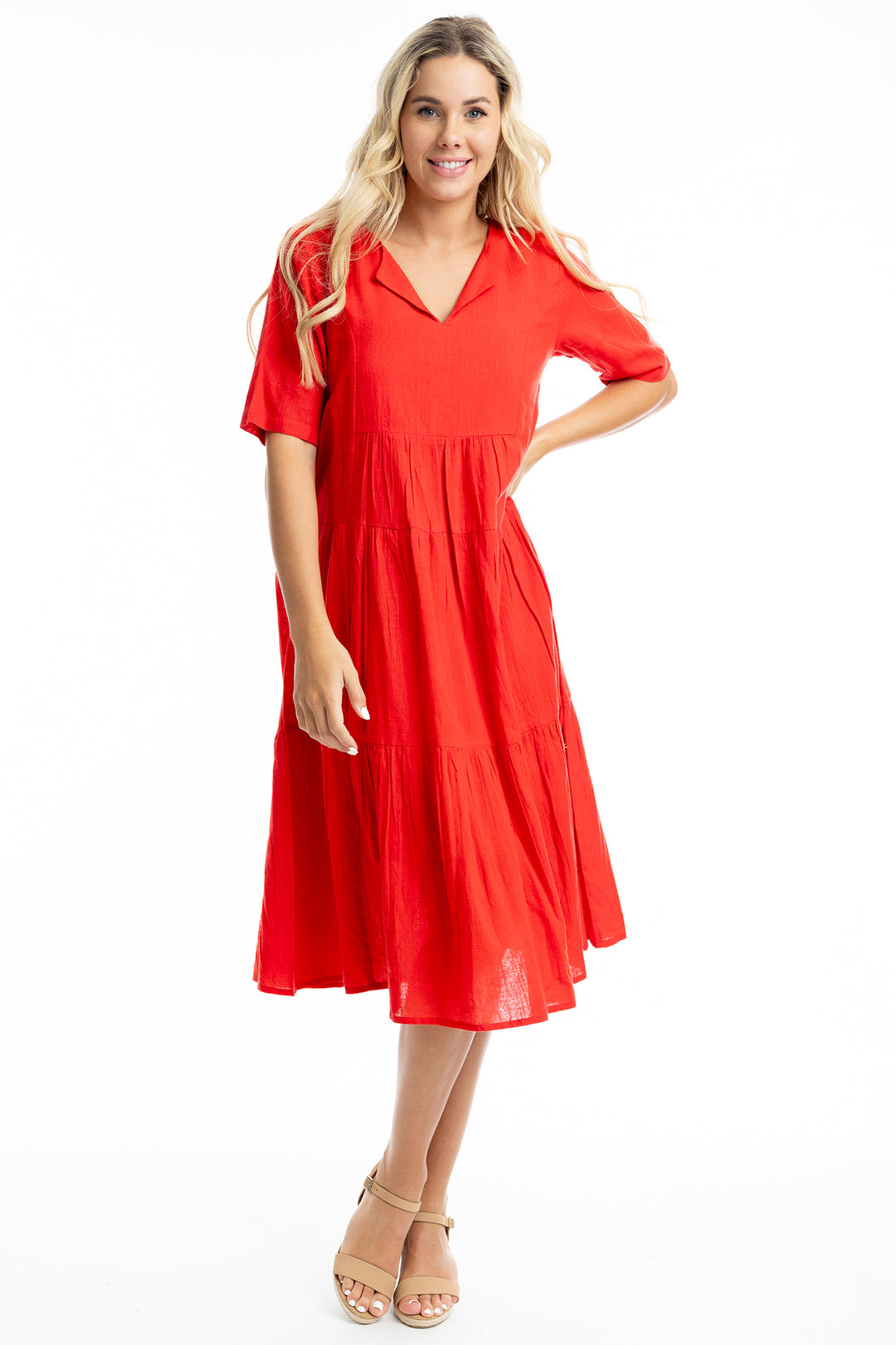 Orientique 51897 Scarlett Short Sleeved Midi Dress - Rouge Boutique Inverness