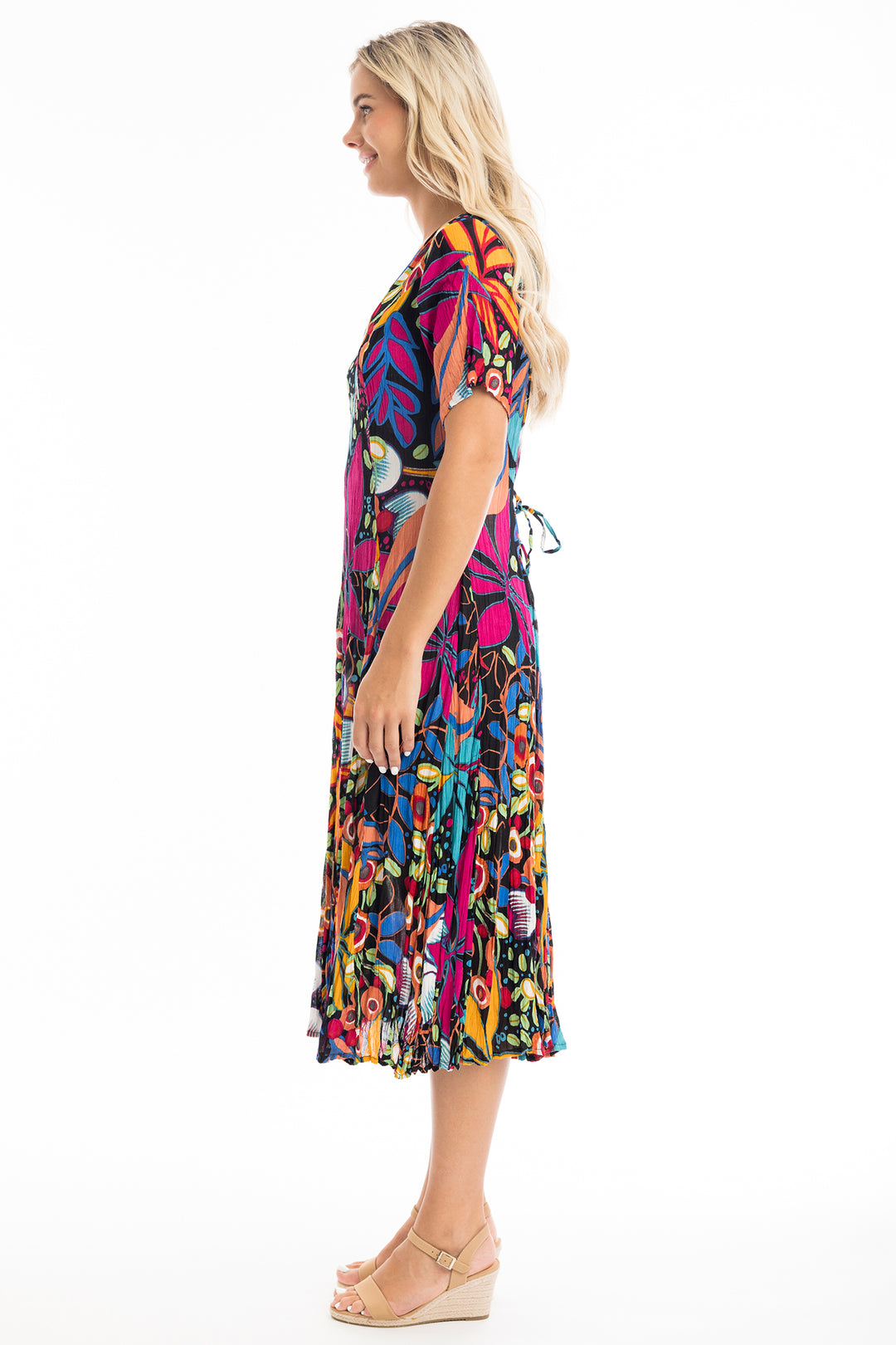 Orientique Copacabana 61680 Midi Print Short Sleeve Dress - Rouge Boutique Inverness
