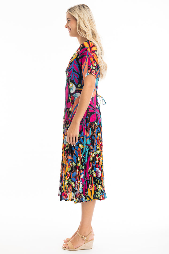 Orientique Copacabana 61680 Midi Print Short Sleeve Dress - Rouge Boutique Inverness